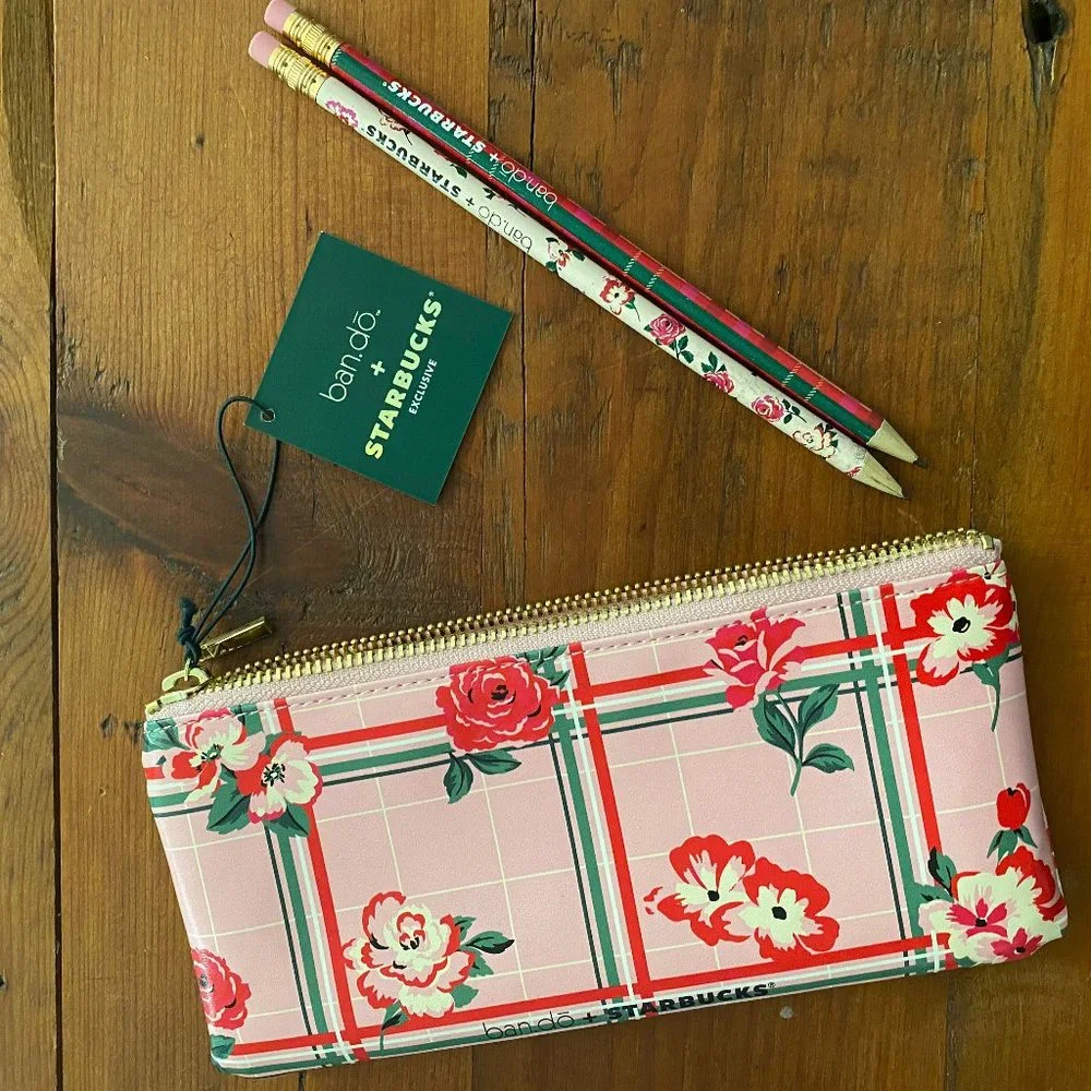 BAN.DO FOR STARBUCKS OFFICE PENCIL CASE WITH 2 PENCILS NWT - RARE!! LTD EDITION - Picture 1 of 4